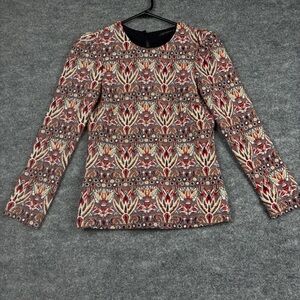 Zara Woman Baroque Jacquard Tapestry Top Size XS